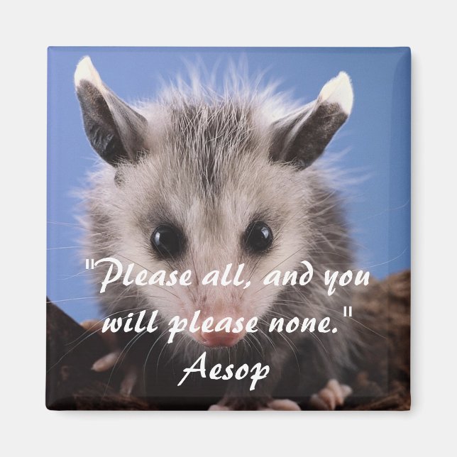 Aesop Quote & Adorable Opossum Magnet (Front)
