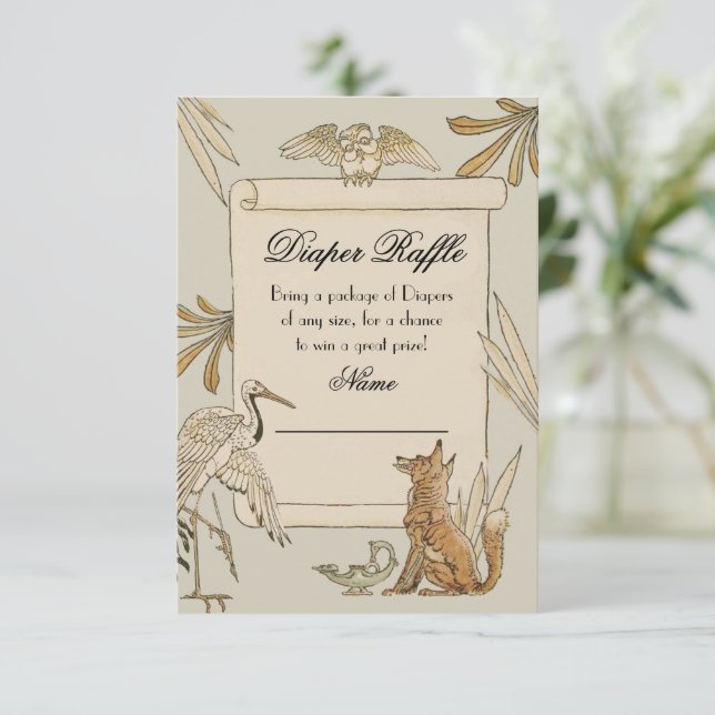 Aesop's Storybook Book Diaper Raffle cards (Standing Front)