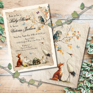 Aesop's Storybook Characters Baby Shower Invitation