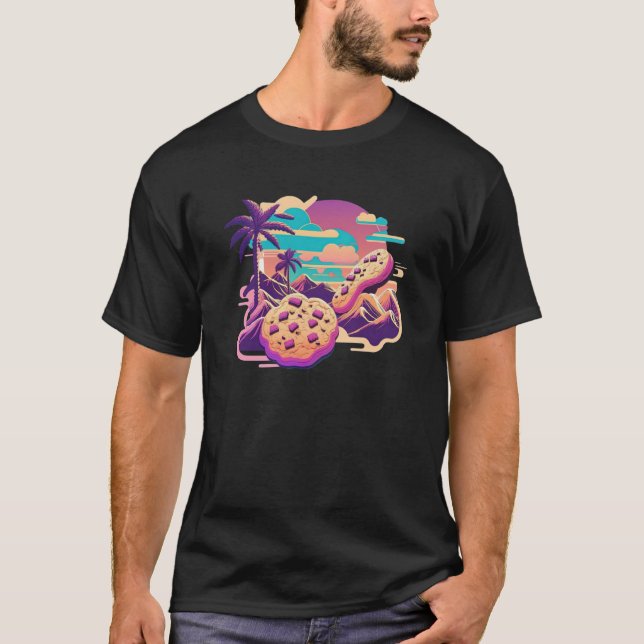 Aesthetic 80s Synthwave Cookies T-Shirt (Front)