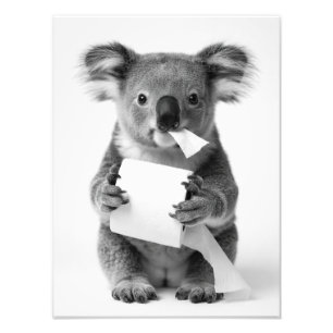 Aesthetic Adorable Koala Holding Toilet Paper Photo Print