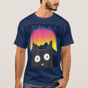Aesthetic Alt Cute Anime Retro Kitten Neko Synthwa T-Shirt