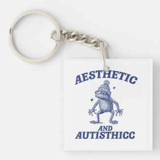 Aesthetic and Autisthicc Frog Illustration Key Ring