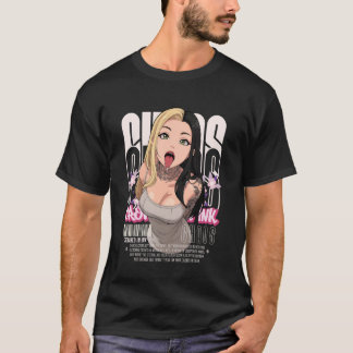 Aesthetic Anime Girl Tattoos Chaos Goth Streetwear T-Shirt
