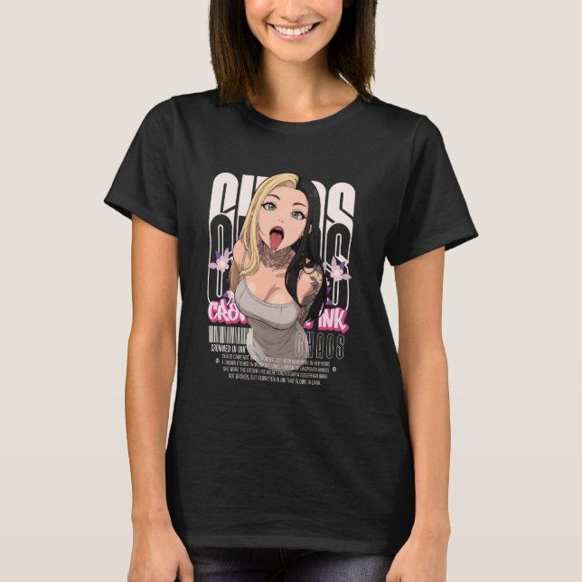 Aesthetic Anime Girl Tattoos Chaos Goth Streetwear T-Shirt (Front)