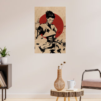 Aesthetic Anime Jester with Playing Cards Poster