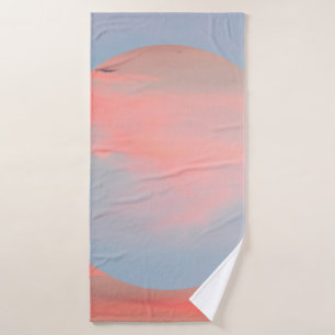 Aesthetic art collage with beautiful sky sunset an bath towel