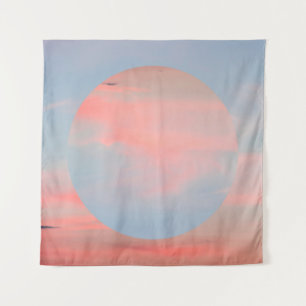 Aesthetic art collage with beautiful sky sunset an tapestry
