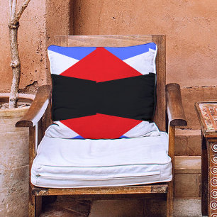 Aesthetic Art Red & Bleu Modern Colour Block Cushion