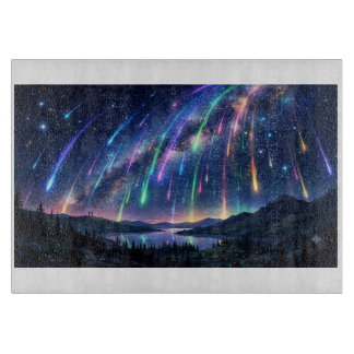 Aesthetic Aurora Borealis Night Sky Glass Cuttin Cutting Board