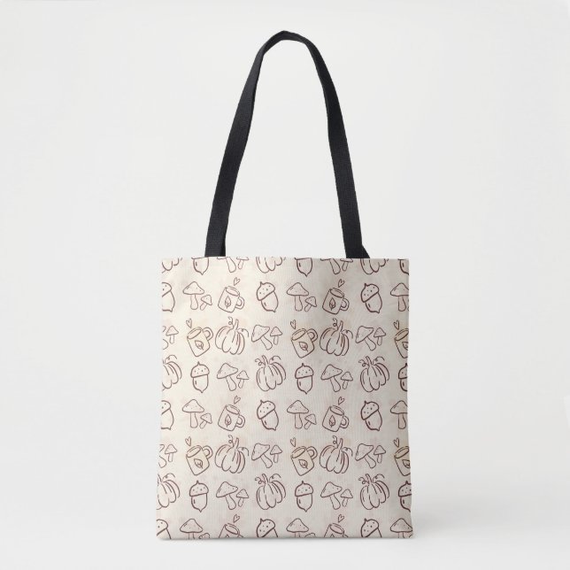 Aesthetic Autumn Doodle Pattern Tote Bag (Front)