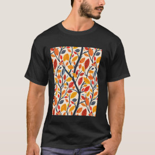 Aesthetic Autumn Fall Colourful Leaves Pattern Lov T-Shirt
