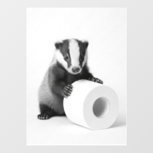 Aesthetic Baby Badger Holding Toilet Paper Cute Window Cling