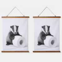 Aesthetic Baby Badger Holds Toilet Paper Cute Art