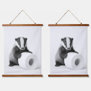 Aesthetic Baby Badger Holds Toilet Paper Cute Art Hanging Tapestry