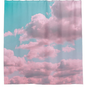 Aesthetic background with beautiful turquoise sky shower curtain