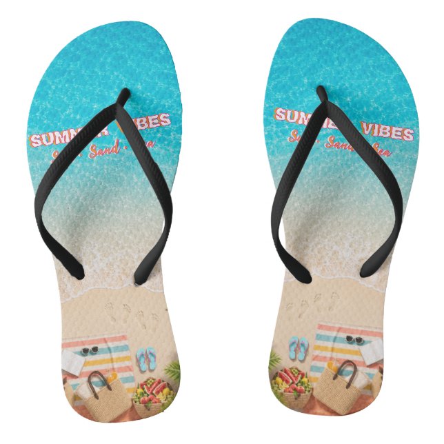 Aesthetic Beach Summer Mens Flip Flops (Footbed)
