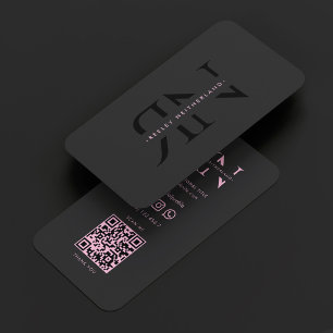 Aesthetic Beauty Boutique Pink Black Marketing Business Card