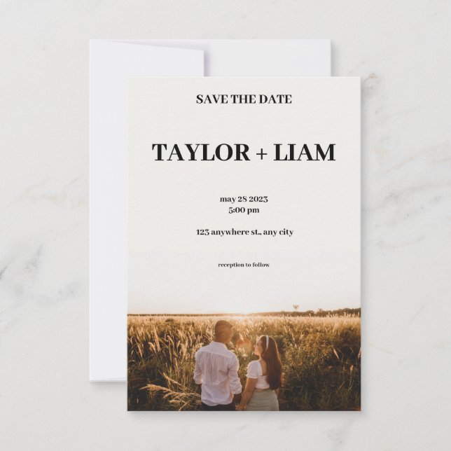 Aesthetic Beige Gold Wedding Invitation (Front)