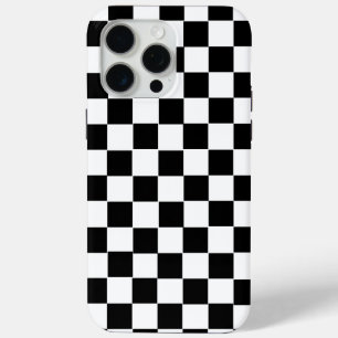 Aesthetic black and white chequerboard retro iPhone 15 pro max case
