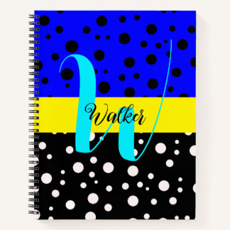 Aesthetic Black & Blue Colour - Name Monogrammed Notebook