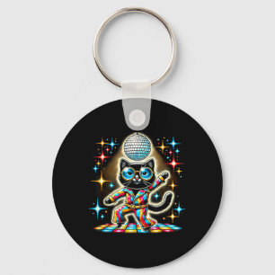 Aesthetic Black Cat Disco Key Ring