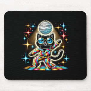 Aesthetic Black Cat Disco Mouse Mat