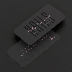 Aesthetic Black Pink Beauty Salon Logo Loyalty Business Card