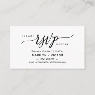 Aesthetic Black Script, Party RSVP respond Enclosure Card