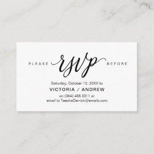 Aesthetic Black Script, Party RSVP respond Enclosure Card
