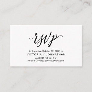 Aesthetic Black Script, Wedding RSVP respond Enclosure Card