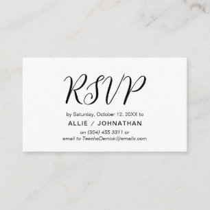 Aesthetic Black Script, Wedding RSVP respond Enclosure Card
