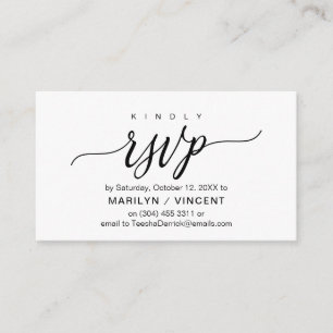 Aesthetic Black Script, Wedding RSVP respond Enclosure Card