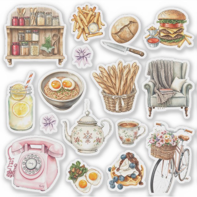 Aesthetic Bliss: Minimalist Sticker Pack (Front)