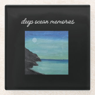 aesthetic blue and black glass coaster