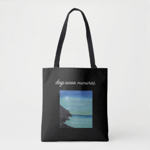 aesthetic blue and black tote bag. bag