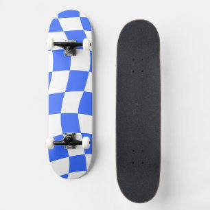 Aesthetic Blue Chequerboard Skateboard