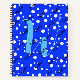 Aesthetic Blue Colour - Initial Name Monogrammed Notebook
