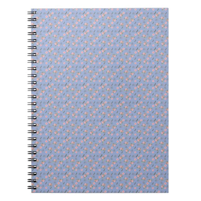 Aesthetic blue colour rose pattern  notebook (Front)