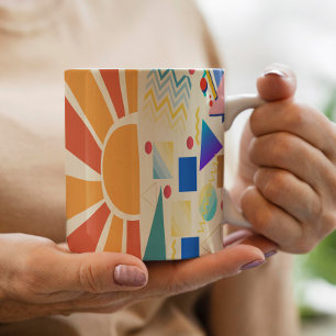 Aesthetic blue geometry red Vintage sunset Coffee Mug