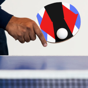 Aesthetic blue Red black & white Modern Absract   Ping Pong Paddle
