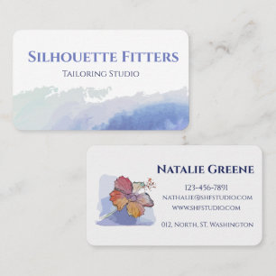 Aesthetic Blue White Watercolor Tailoring Business Card