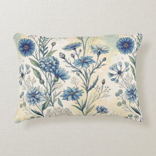 Aesthetic Blue Wildflowers Decorative Cushion