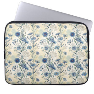 Aesthetic Blue Wildflowers Laptop Sleeve