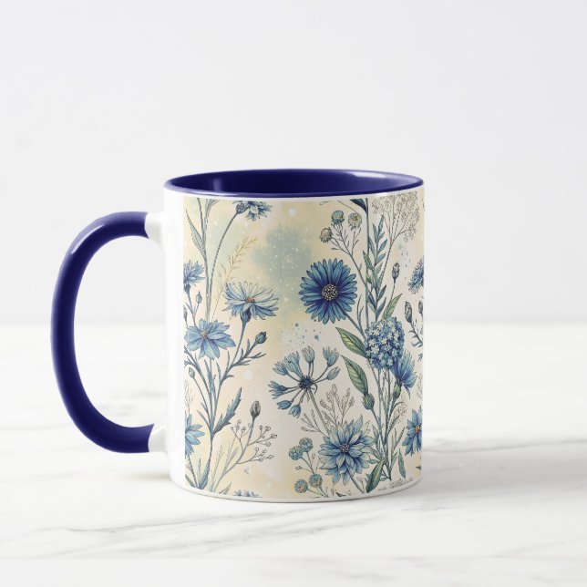Aesthetic Blue Wildflowers Mug (Left)