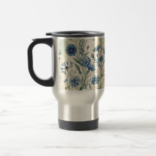 Aesthetic Blue Wildflowers Travel Mug