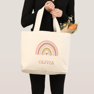 Aesthetic Boho Rainbow Name customised Tote Bag