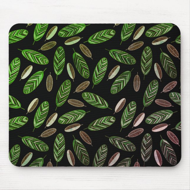 Aesthetic Botanical Black& Green Mouse Pad (Front)