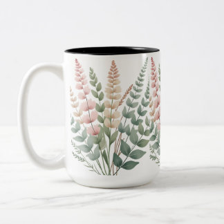 ​Aesthetic Botanical Ferns Floral Pattern Coffee M Two-Tone Coffee Mug