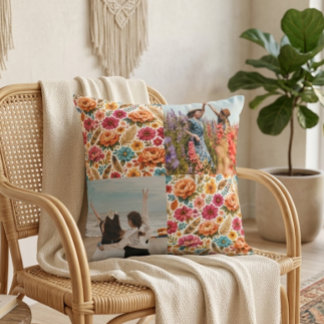 Aesthetic Botanical Floral Bestie Custom Photo Cushion